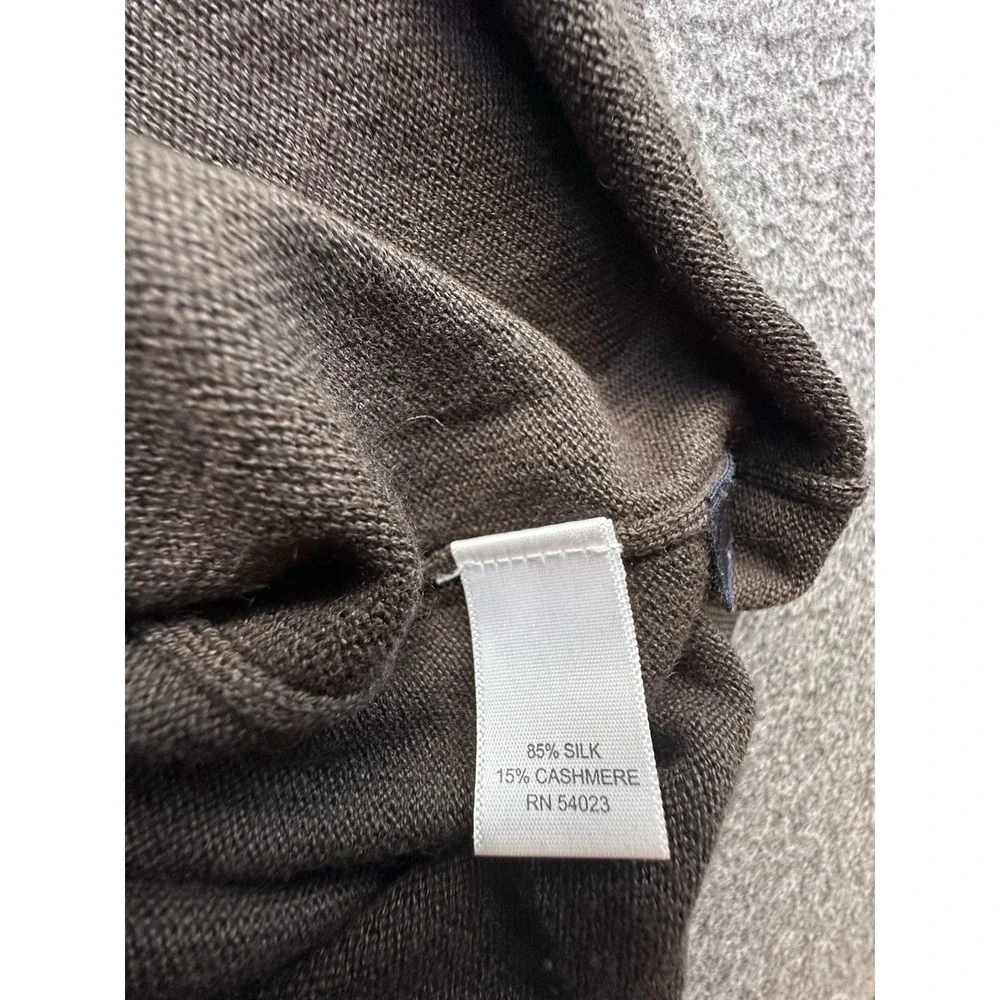 Banana Republic Sweater Mens Lg‎ Brown Mock Neck Silk Cashmere Quarter Button Up